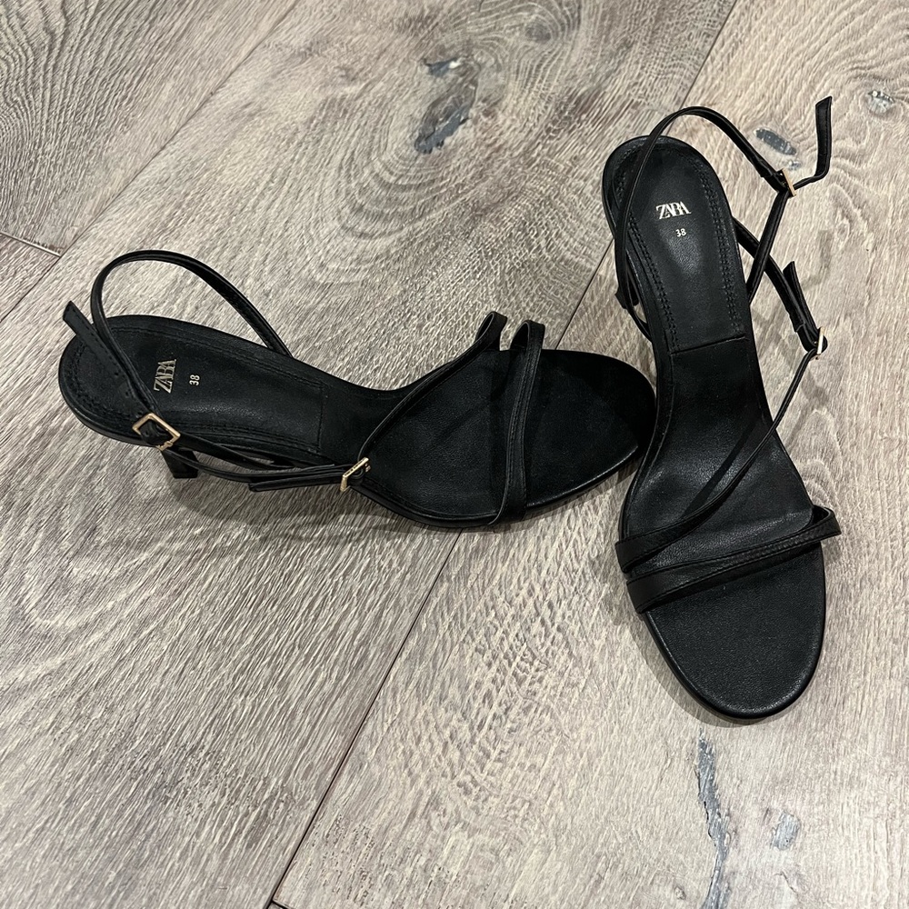Zara Strappy Kitten Heel Sandals
